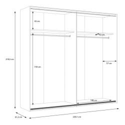 Szafa przesuwna 220 cm Cismon NERS924E1 dąb artisan/biały