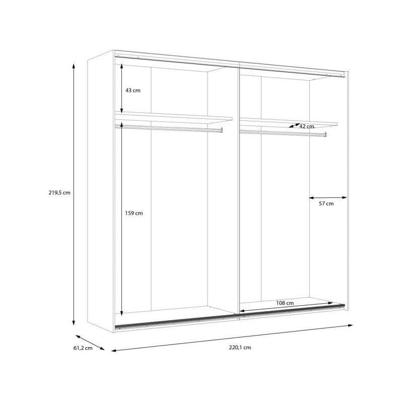 Szafa przesuwna 220 cm Cismon NERS924E1 dąb artisan/biały