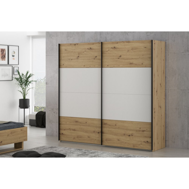 Szafa przesuwna 220 cm Cismon NERS924E1 dąb artisan/biały