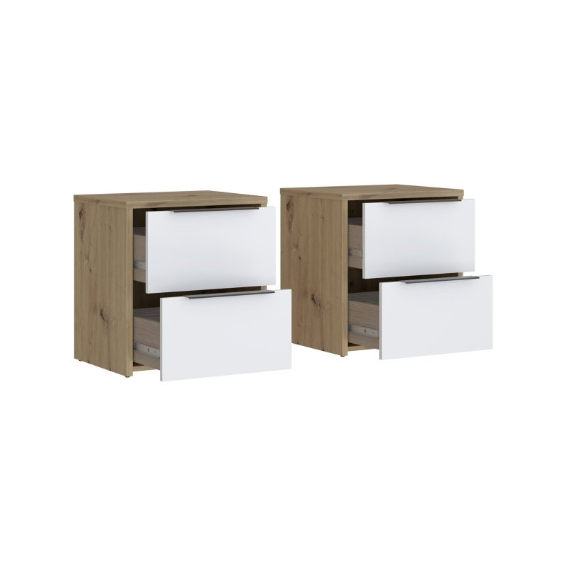 Szafki nocne komplet 2 szt. Cismon RIBK022ST dąb artisan/biały