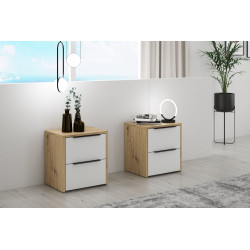 Szafki nocne komplet 2 szt. Cismon RIBK022ST dąb artisan/biały