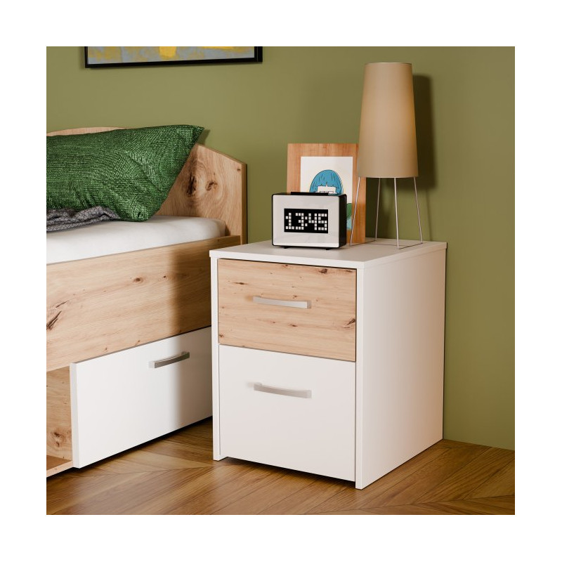 Szafka nocna 40 cm z szufladami Culgoa CUGK011 biały/dąb artisan