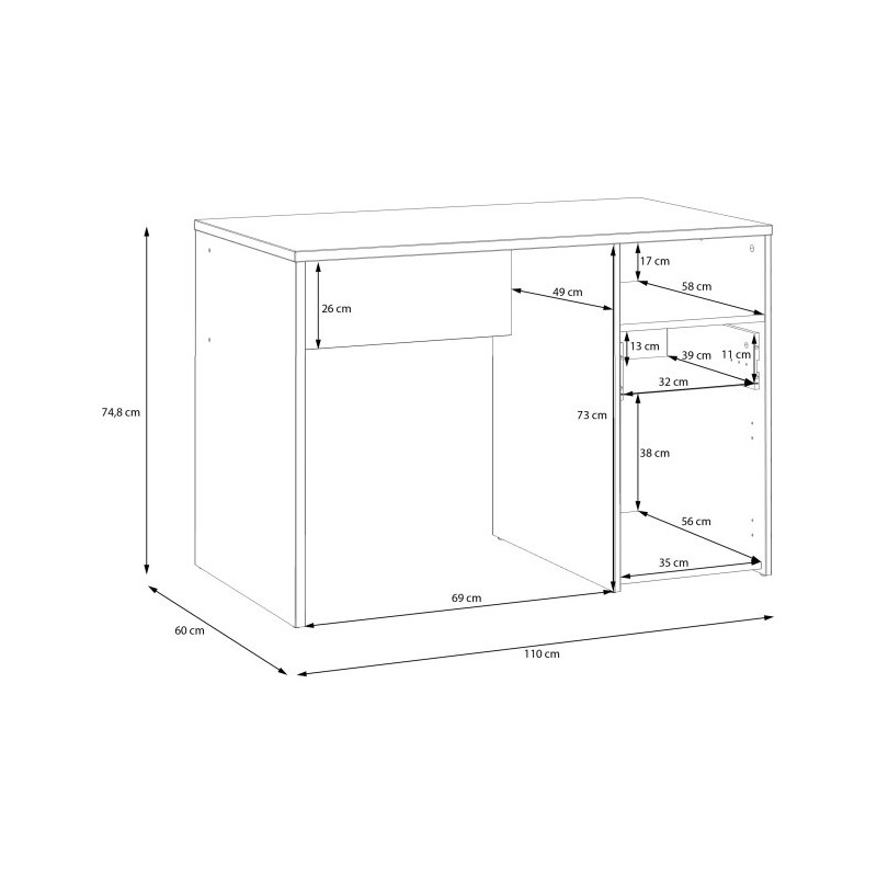Biurko 110x60 cm Culgoa CUGB111 dąb artisan