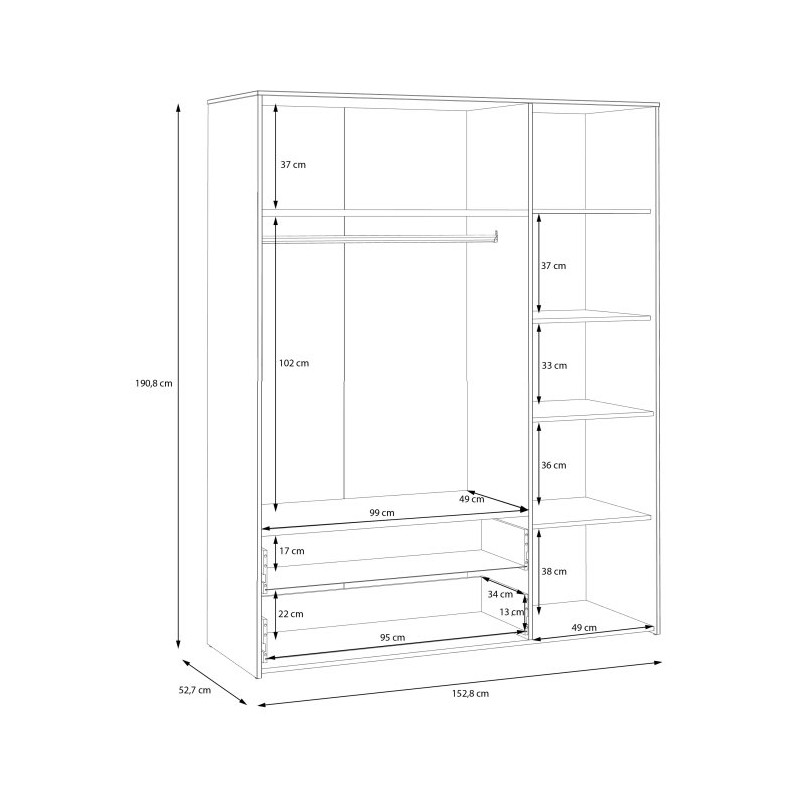 Szafa otwierana 150 cm Culgoa CUGS831 biały/dąb artisan