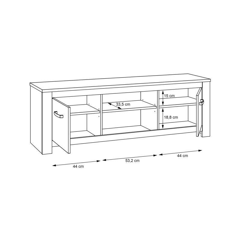 Szafka RTV 160 cm Elara ERXT131 biały/dąb bianco