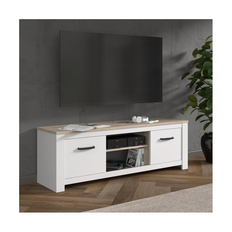 Szafka RTV 160 cm Elara ERXT131 biały/dąb bianco