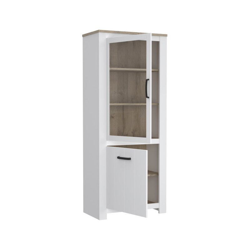 Wąska witryna prowansalska 80 cm Elara ERXV711L biały/dąb bianco