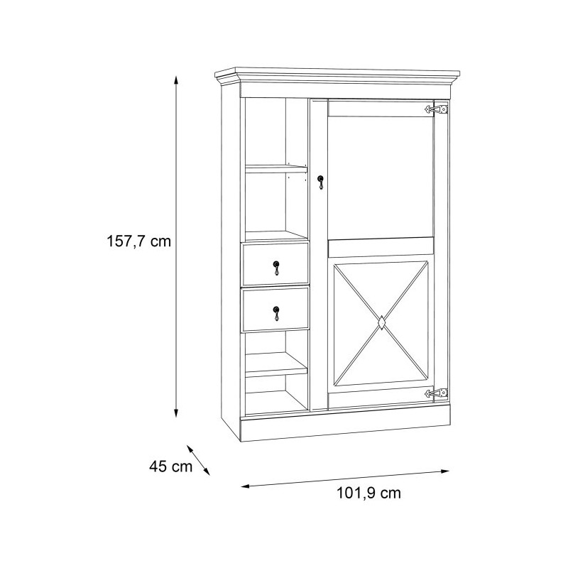 Witryna z szufladami 100 cm Encanto ERXV711L biały/dąb bianco