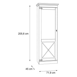 Wąska witryna 70 cm Encanto ENCV712L sosna biała