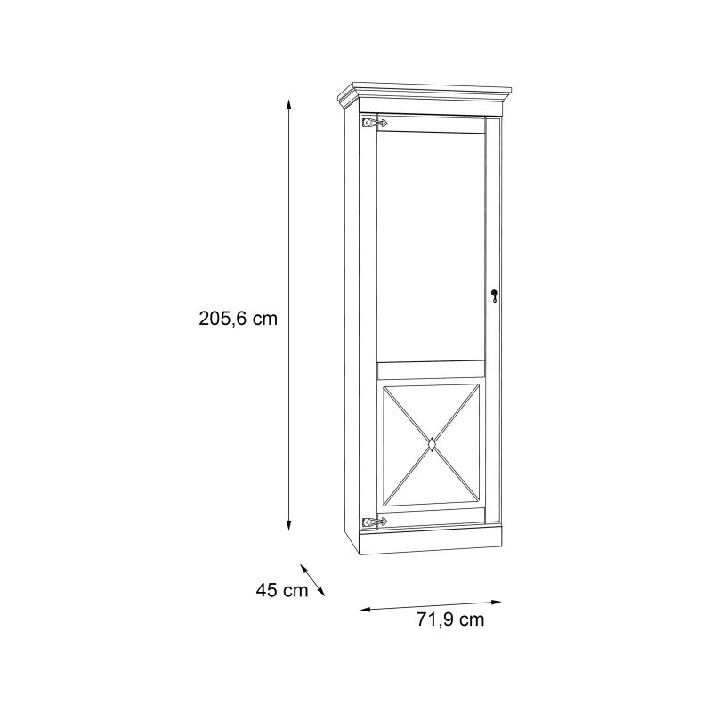 Wąska witryna 70 cm Encanto ENCV712L sosna biała