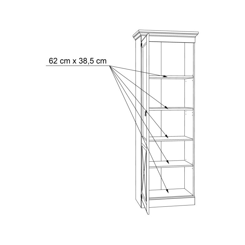 Wąska witryna 70 cm Encanto ENCV712L sosna biała