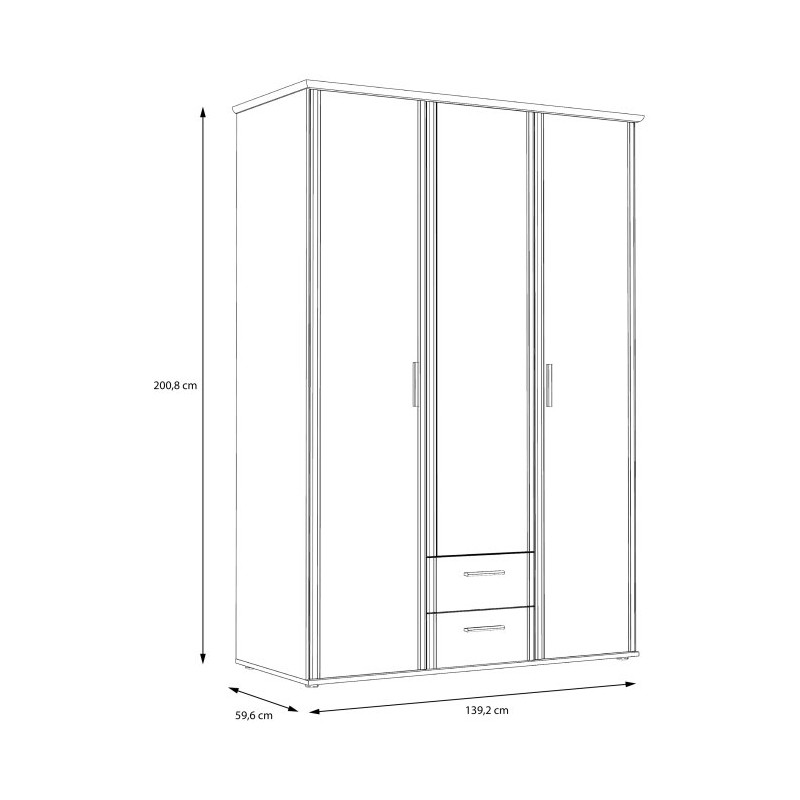 Szafa z lustrem 140 cm Gloria GLRS83S dąb sonoma