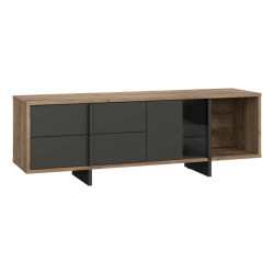 Szafka RTV 160 cm z szufladami Jokkaz JKZT121L dąb flagstaff/czarny