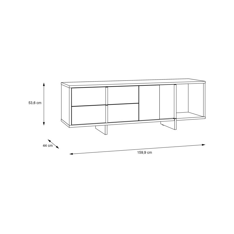 Szafka RTV 160 cm z szufladami Jokkaz JKZT121L dąb flagstaff/czarny