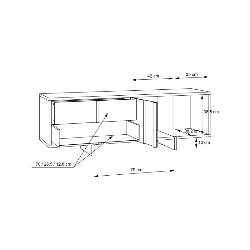 Szafka RTV 160 cm z szufladami Jokkaz JKZT121L dąb flagstaff/czarny