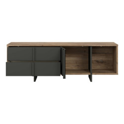 Szafka RTV 160 cm z szufladami Jokkaz JKZT121L dąb flagstaff/czarny
