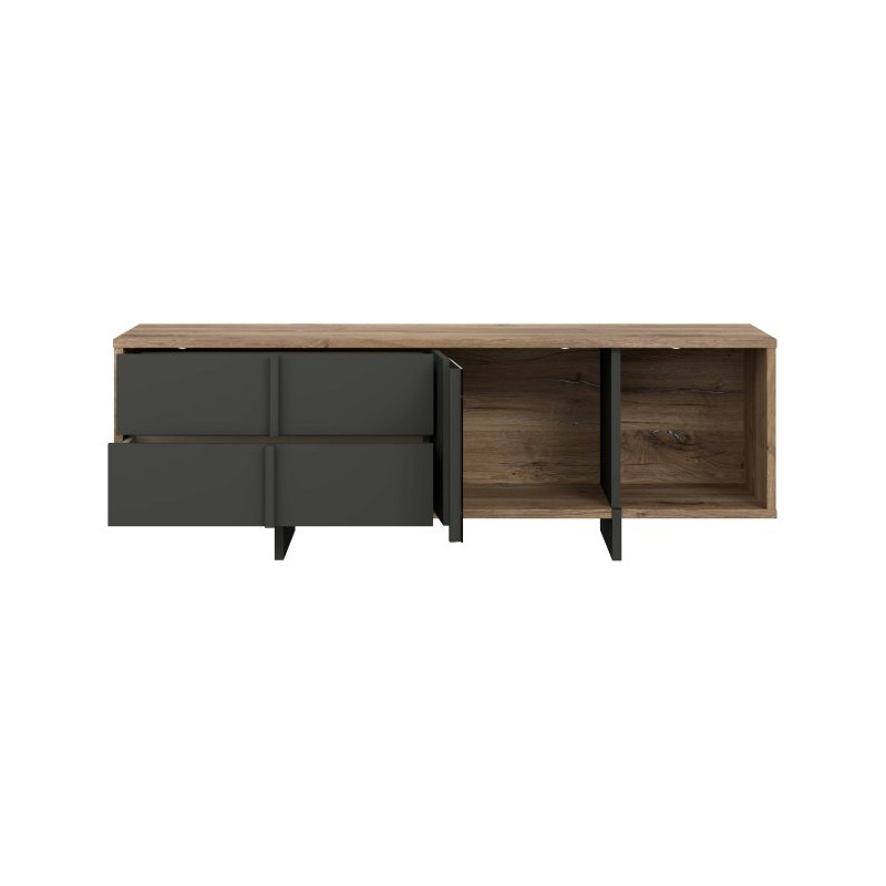 Szafka RTV 160 cm z szufladami Jokkaz JKZT121L dąb flagstaff/czarny