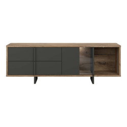 Szafka RTV 160 cm z szufladami Jokkaz JKZT121L dąb flagstaff/czarny