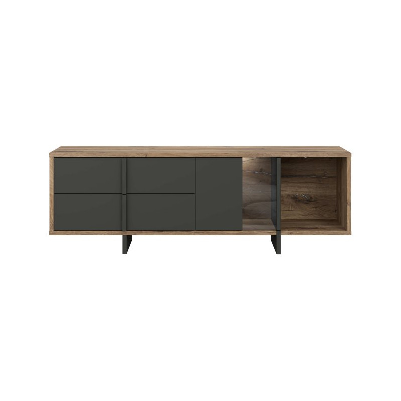 Szafka RTV 160 cm z szufladami Jokkaz JKZT121L dąb flagstaff/czarny