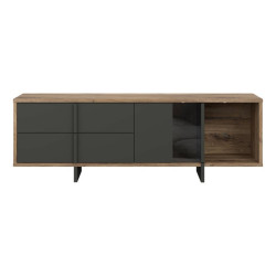 Szafka RTV 160 cm z szufladami Jokkaz JKZT121L dąb flagstaff/czarny