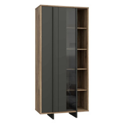 Witryna nowoczesna 90 cm Jokkaz JKZV721L dąb flagstaff/czarny