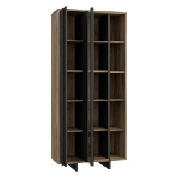 Witryna nowoczesna 90 cm Jokkaz JKZV721L dąb flagstaff/czarny