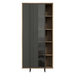 Witryna nowoczesna 90 cm Jokkaz JKZV721L dąb flagstaff/czarny