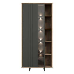 Witryna nowoczesna 90 cm Jokkaz JKZV721L dąb flagstaff/czarny