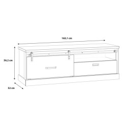 Szafka RTV 160 cm Kaszmiro KZMT221L dąb waterford/czarny