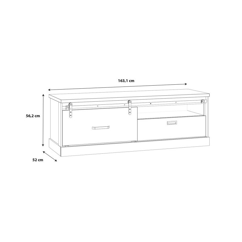 Szafka RTV 160 cm Kaszmiro KZMT221L dąb waterford/czarny