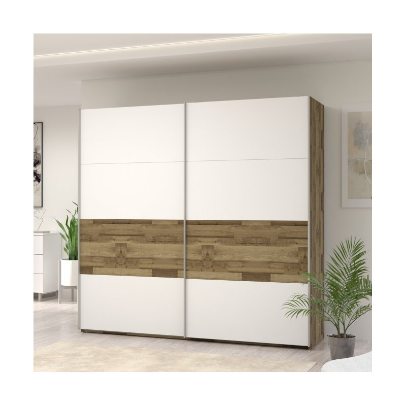 Szafa przesuwna 270 cm Modern Way RCQS12411 dąb klepkowy/biały