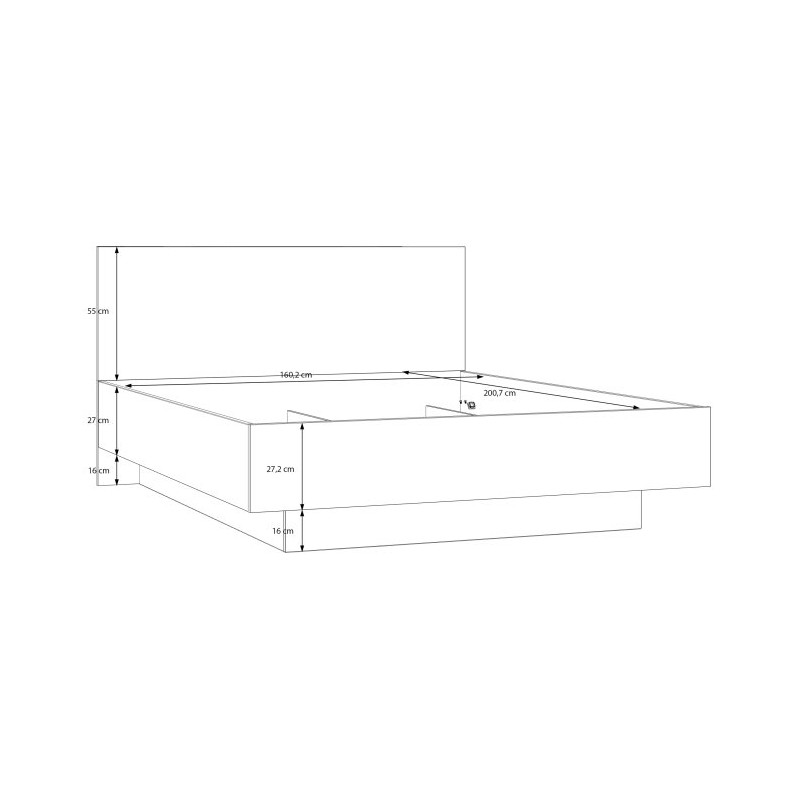 Łóżko z pojemnikiem 160x200 cm Orkney OKYL1162 dąb mauvella
