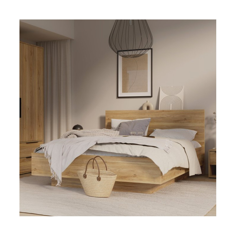 Łóżko z pojemnikiem 160x200 cm Orkney OKYL1162 dąb mauvella