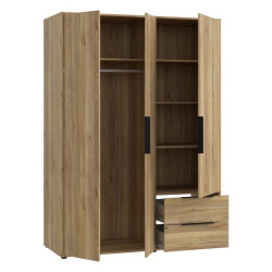 Szafa otwierana 150 cm z szufladami Orkney OKYS831 dąb mauvella