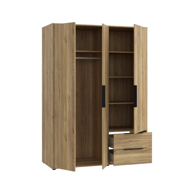 Szafa otwierana 150 cm z szufladami Orkney OKYS831 dąb mauvella