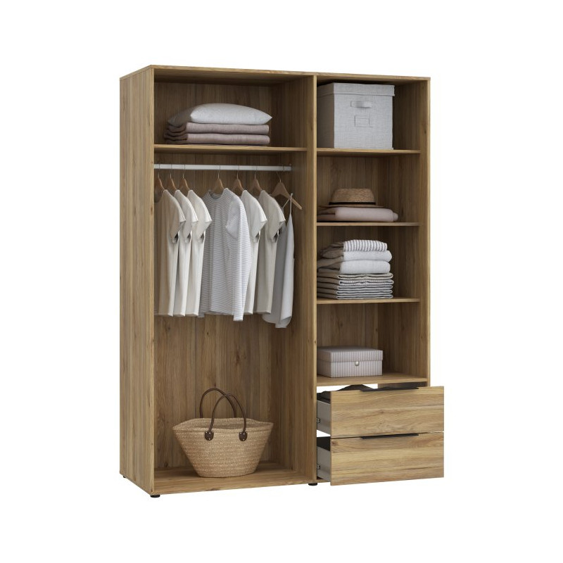 Szafa otwierana 150 cm z szufladami Orkney OKYS831 dąb mauvella