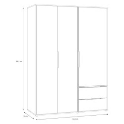 Szafa otwierana 150 cm z szufladami Orkney OKYS831 dąb mauvella