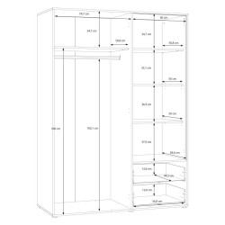 Szafa otwierana 150 cm z szufladami Orkney OKYS831 dąb mauvella