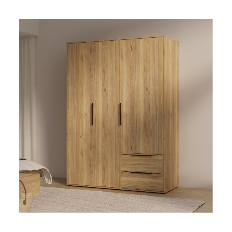 Szafa otwierana 150 cm z szufladami Orkney OKYS831 dąb mauvella