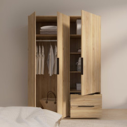 Szafa otwierana 150 cm z szufladami Orkney OKYS831 dąb mauvella