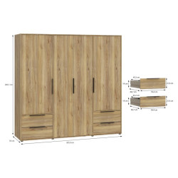 Szafa 210 cm z szufladami Orkney OKYS841dąb mauvella