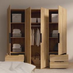 Szafa 210 cm z szufladami Orkney OKYS841dąb mauvella