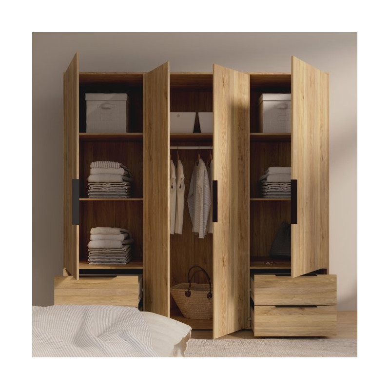 Szafa 210 cm z szufladami Orkney OKYS841dąb mauvella