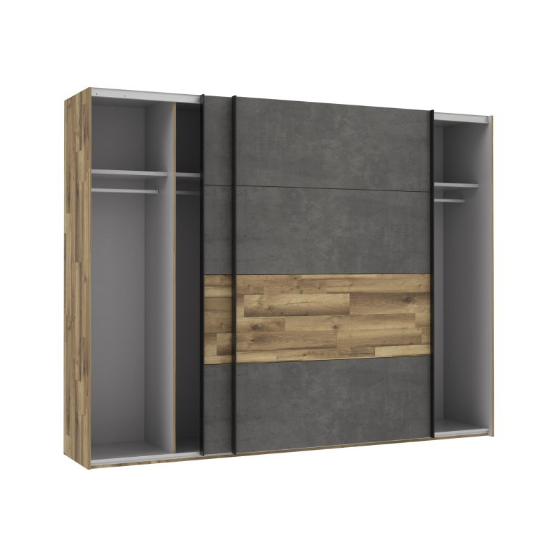 Szafa przesuwna 270 cm Ricciano RCQS12411 dąb klepkowy/beton