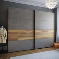 Szafa przesuwna 270 cm Ricciano RCQS12411 dąb klepkowy/beton