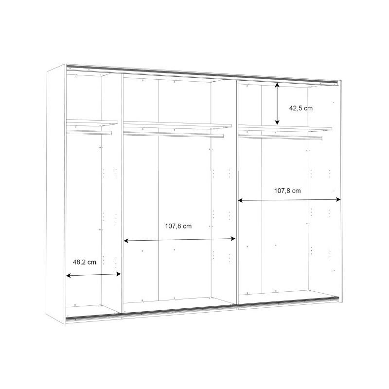 Szafa przesuwna 270 cm Ricciano RCQS12411 dąb klepkowy/beton