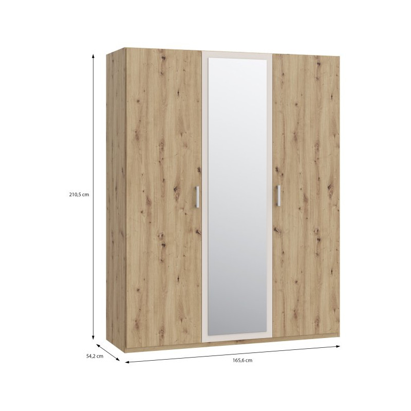 Szafa z lustrem 170 cm Tanaia IRDS931 dąb artisan/piaskowy