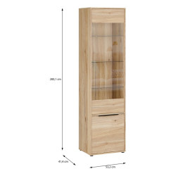 Wąska witryna do salonu jadalni Orkney OKYV711 dąb mauvella