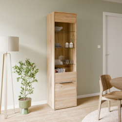 Wąska witryna do salonu jadalni Orkney OKYV711 dąb mauvella