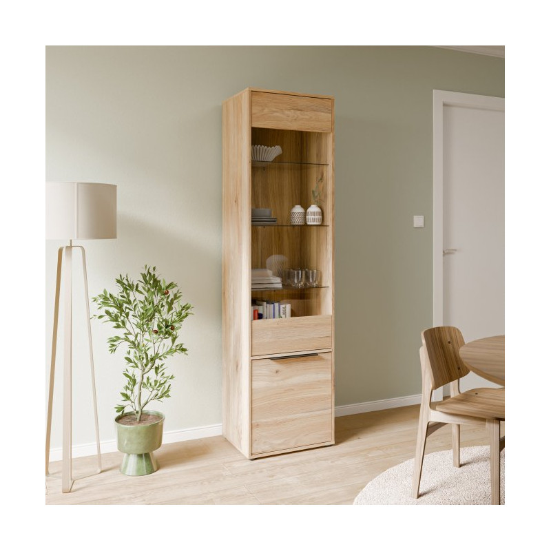 Wąska witryna do salonu jadalni Orkney OKYV711 dąb mauvella